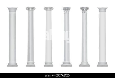 Realistic vector ancient greek rome column capitals Stock Vector
