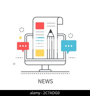 Hot news concept isolated on the white background. Stock Vector