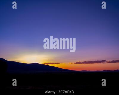 Colorful sunset with mountains, Westcliffe, Colorado, USA Stock Photo