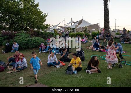 The celebrations of 15 July 2020 Democracy and National Unity Day were celebrated, during Corona Virus outbreak, in Izmir Konak Square. Stock Photo