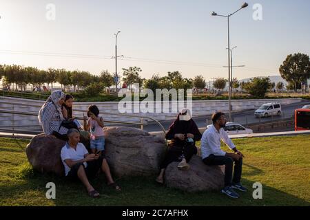 The celebrations of 15 July 2020 Democracy and National Unity Day were celebrated, during Corona Virus outbreak, in Izmir Konak Square. Stock Photo