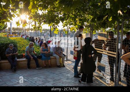 The celebrations of 15 July 2020 Democracy and National Unity Day were celebrated, during Corona Virus outbreak, in Izmir Konak Square. Stock Photo