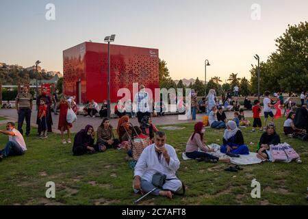 The celebrations of 15 July 2020 Democracy and National Unity Day were celebrated, during Corona Virus outbreak, in Izmir Konak Square. Stock Photo