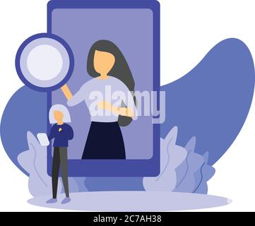 Online webinar presentation by a female employee Stock Vector