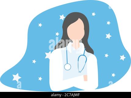 Female young doctor with a stethoscope Stock Vector