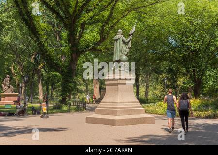 New York, NY / USA - July 24, 2019: Christopher Columbus Monument In Central Park Stock Photo