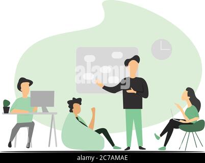 Young team having a business meeting in a comfy office Stock Vector