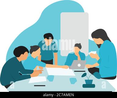 Young working team having a business meeting Stock Vector