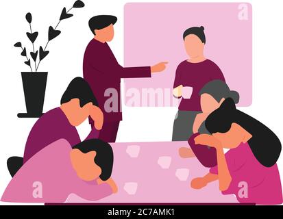 Colleagues sleeping and getting tired in a business meeting Stock Vector