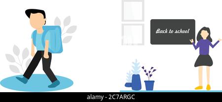 A child going to school with a backpack Stock Vector