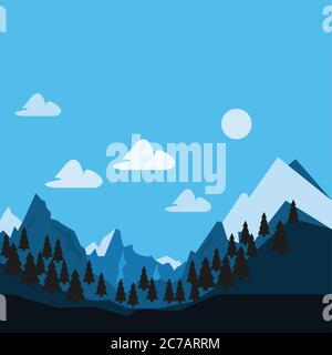 Mountains and forest landscape early in a daylight Stock Vector