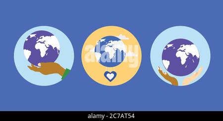 Earth in the human hands an heart symbol showing love to our homeland Stock Vector