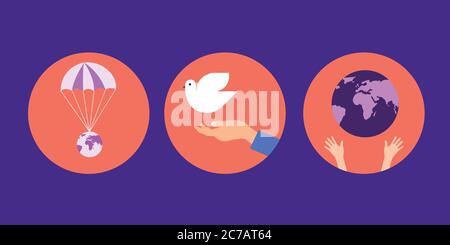 Earth in human hands, a dove symbolizing peace and ove to our homeland Stock Vector