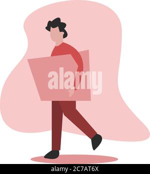 Man architect carrying blueprints and project case in hands Stock Vector