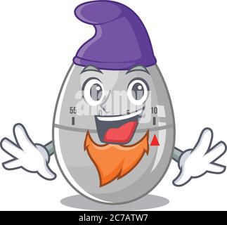 An adorable cartoon design of egg kitchen timer as an Elf fairytale character Stock Vector