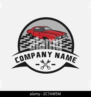 Car repair logo template. Car repairing vector design. Automobile and gear logotype Stock Vector