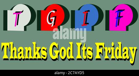 Thanks God its Friday communication tags displayed with logo Stock Vector