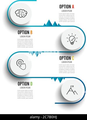 Vector infographic template with 3D paper label, integrated circles. Business concept with 4 options. For content, diagram, flowchart, steps, parts, t Stock Vector