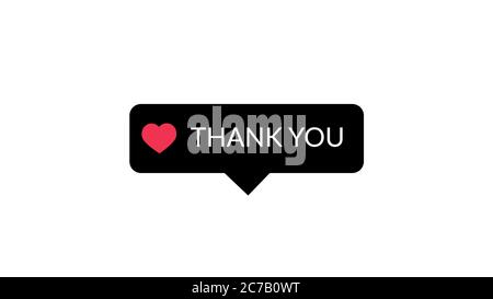 Thank you word on black popup with red love symbol Stock Photo