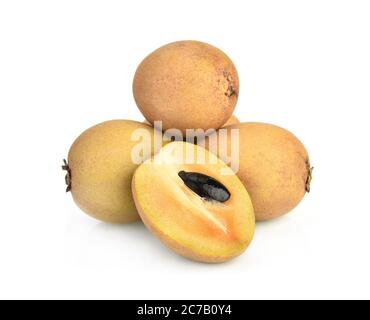 Sapodilla fruit with isolated on  white background. Stock Photo