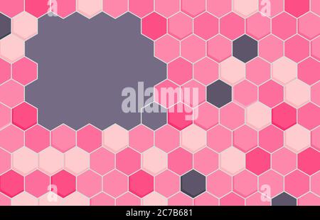 Geometric pink and gray Hexagonal Shapes Background. Stock Vector