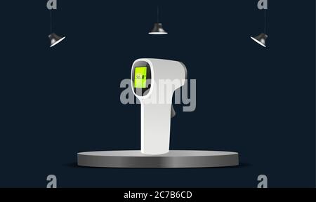 mock up illustration of infrared thermometer on podiums Stock Vector