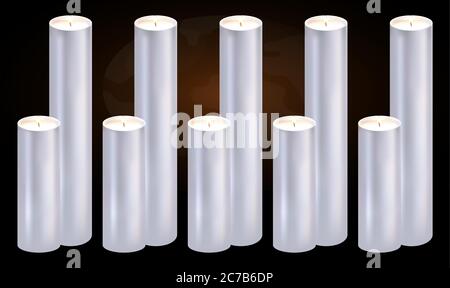 several burning candles on abstract dark backgrounds Stock Vector