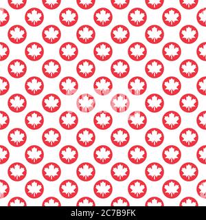 Seamless geometric patterns with with maple leafs in circle shapes Stock Vector