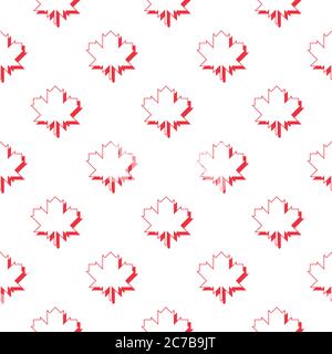 Seamless geometric patterns with with maple leafs Stock Vector