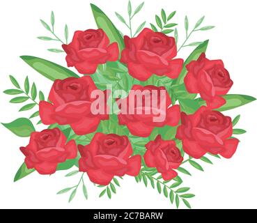 bouquet of roses icon over white background, vector illustration Stock ...