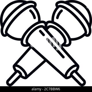 Crossed microphone icon. Outline crossed microphone vector icon for web design isolated on white background Stock Vector