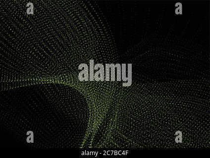 Dark green abstract dotted sci-fi tech vector waves background Stock Vector