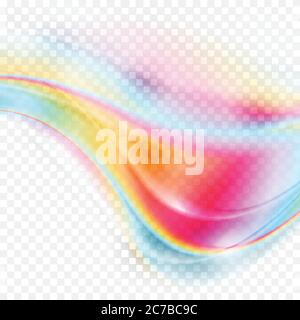 Colorful iridescent transparent waves on checkered background. Vector abstract design Stock Vector