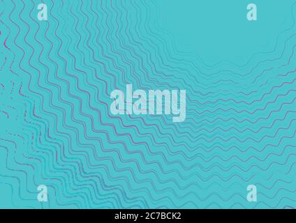 Pink zigzag wavy lines on cyan background. Vector illustration Stock Vector