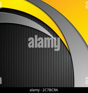 Abstract corporate waves on black striped background. Vector modern graphic design Stock Vector