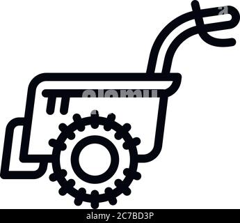 Walk-behind tractor icon. Outline walk-behind tractor vector icon for ...