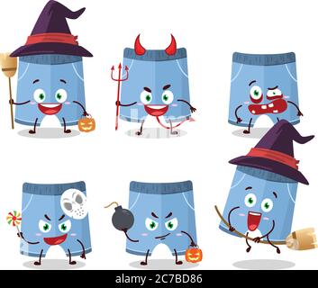 Halloween expression emoticons with cartoon character of shorts Stock Vector