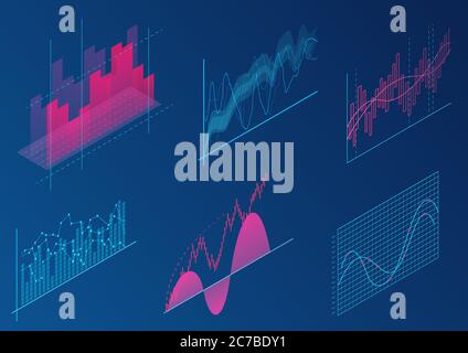 Bright modern gradient color infographic vector elements. 3d isometric design for promotion, presentation, sales banner, income report design, stylish website Stock Vector