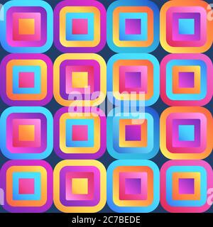 Fresh modern gradient squares seamless pattern with smooth corners Stock Vector