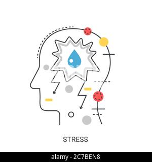 Stress flat line vector illustration concept isolated Stock Vector