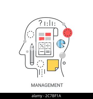 Management flat line vector illustration concept isolated Stock Vector