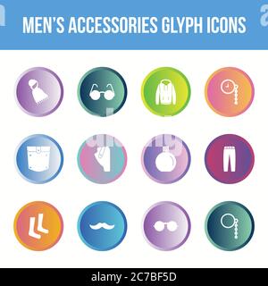 Unique men's accessories vector glyph icon set Stock Vector