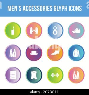 Unique men's accessories vector glyph icon set Stock Vector