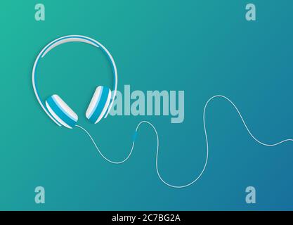 Modern style headphones on trendy gradient vector background Stock Vector