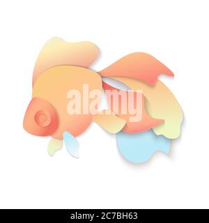Vector Trendy gradient color cuted paper fish logo isolated on white background Stock Vector
