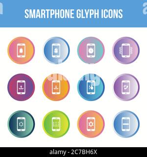 Unique smartphone vector glyph icon set Stock Vector