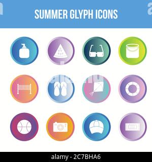 Unique summer vector glyph icon set Stock Vector