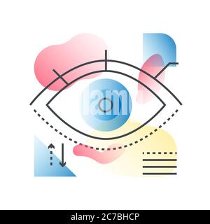 Modern vision eye vector concept in trendy line with gradient flat color Stock Vector