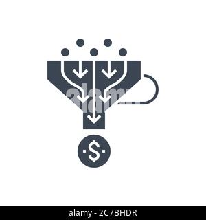 Sales Funnel Vector Glyph Icon Stock Vector