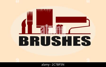 Brush logo vector. Isolated on white background. Paint brush symbol. Artist, painter. Tool for paint and glue. Stock Vector